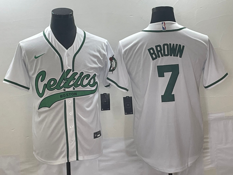 Nike 2023 Men Boston Celtics #7 Brown white Nike NBA Jerseys style 2